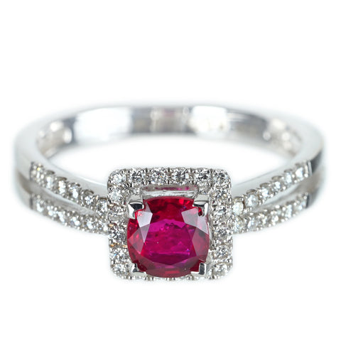 K18WGルビーリング  R0.72ct D0.30ct #14　鑑別