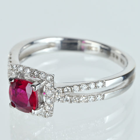 K18WGルビーリング  R0.72ct D0.30ct #14　鑑別