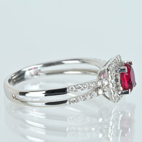 K18WGルビーリング  R0.72ct D0.30ct #14　鑑別