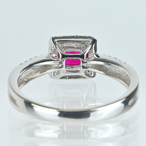 K18WGルビーリング  R0.72ct D0.30ct #14　鑑別