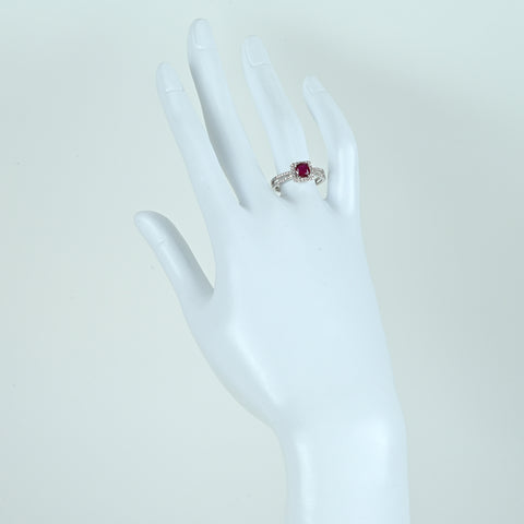 K18WGルビーリング  R0.72ct D0.30ct #14　鑑別