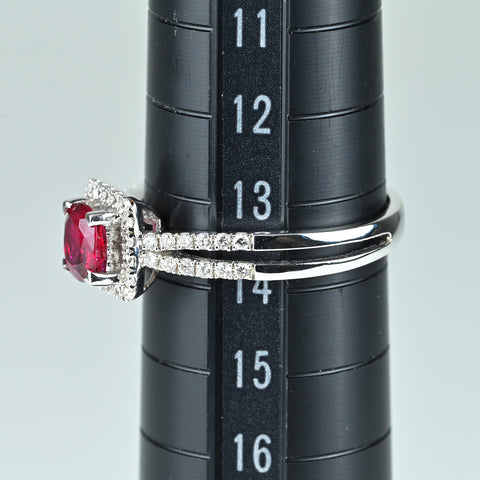 K18WGルビーリング  R0.72ct D0.30ct #14　鑑別