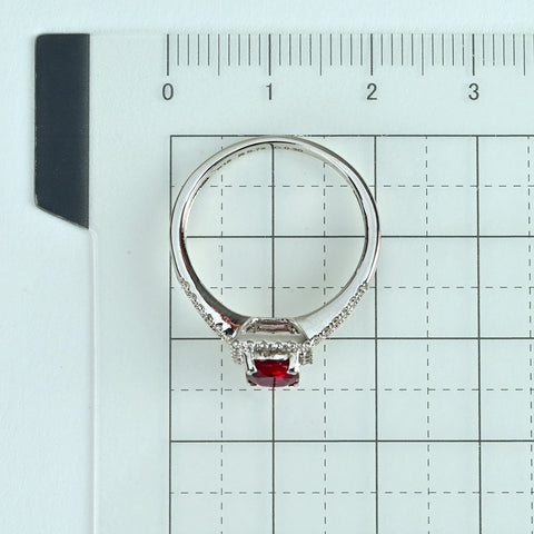 K18WGルビーリング  R0.72ct D0.30ct #14　鑑別