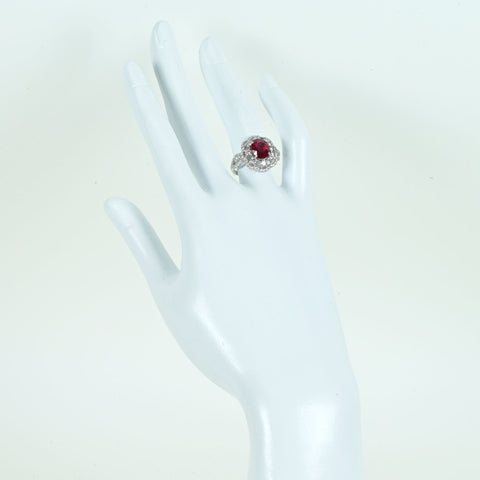 Pre-owned 18K White Gold Ruby Ring, Unheated Mozambique Ruby, 2.26ct R, 0.90ct D, GRS Certificate, 4.2g, #13 