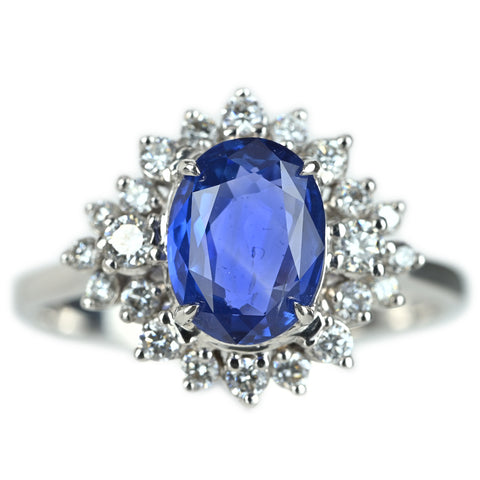 【中古】K18WG SAPPHIRE非加熱サファイアリング S1.98ct D0.40ct GRS鑑別書 3.8g #14