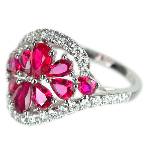 【中古】K18WG RUBY ルビーリング R2.45ct D0.76ct 日本宝石協会ソーティング 4.9g #12.5