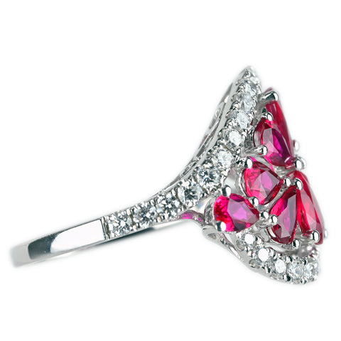 【中古】K18WG RUBY ルビーリング R2.45ct D0.76ct 日本宝石協会ソーティング 4.9g #12.5