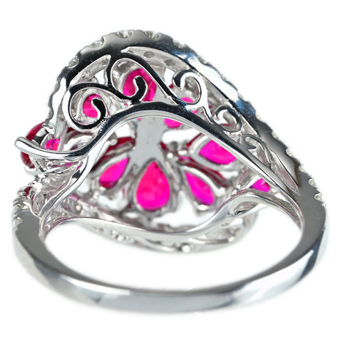 【中古】K18WG RUBY ルビーリング R2.45ct D0.76ct 日本宝石協会ソーティング 4.9g #12.5