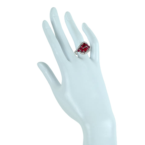 【中古】K18WG RUBY ルビーリング R2.45ct D0.76ct 日本宝石協会ソーティング 4.9g #12.5