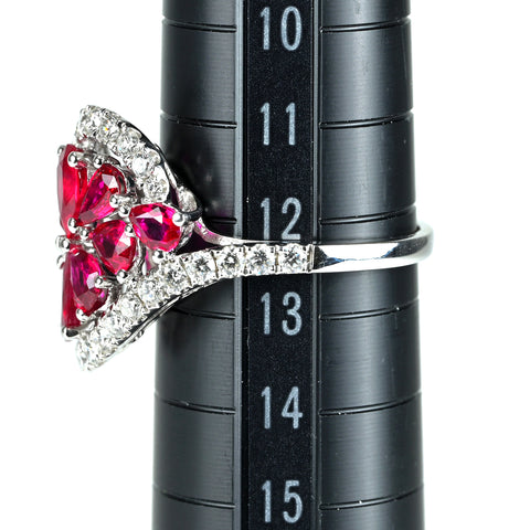 【中古】K18WG RUBY ルビーリング R2.45ct D0.76ct 日本宝石協会ソーティング 4.9g #12.5