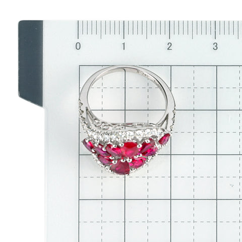 【中古】K18WG RUBY ルビーリング R2.45ct D0.76ct 日本宝石協会ソーティング 4.9g #12.5
