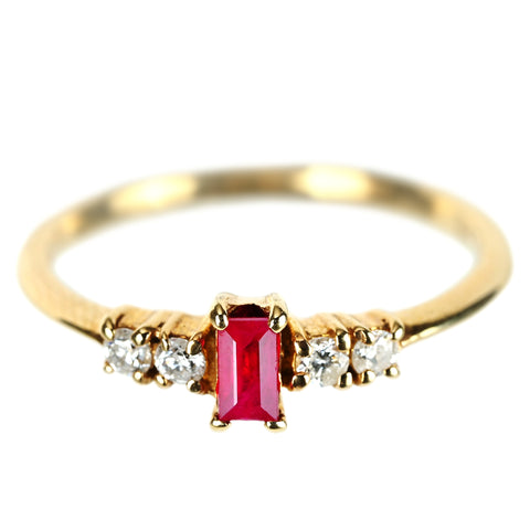 【中古】K10YG RUBY ルビーリング D0.10ct 1.3g #9