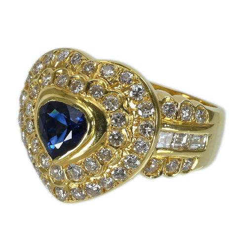 【中古】K18YG SAPPHIRE RING サファイアリング S1.29ct D1.53ct GRJソーティング付き 9.5g #12