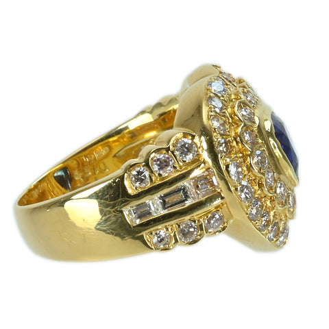 【中古】K18YG SAPPHIRE RING サファイアリング S1.29ct D1.53ct GRJソーティング付き 9.5g #12