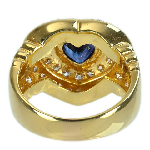 【中古】K18YG SAPPHIRE RING サファイアリング S1.29ct D1.53ct GRJソーティング付き 9.5g #12