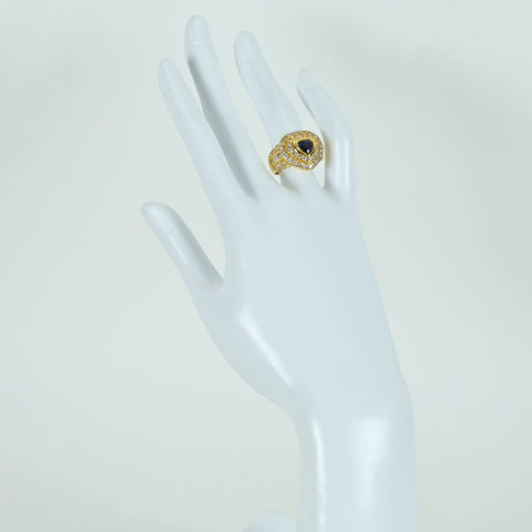 【中古】K18YG SAPPHIRE RING サファイアリング S1.29ct D1.53ct GRJソーティング付き 9.5g #12