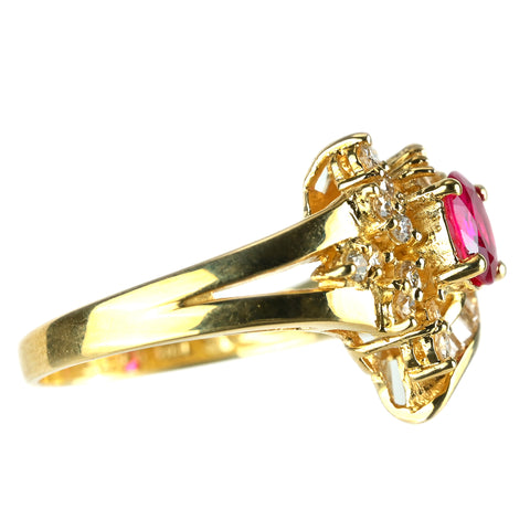 【中古】K18YG ルビーリング R0.55ct D0.52ct 5.4g #13
