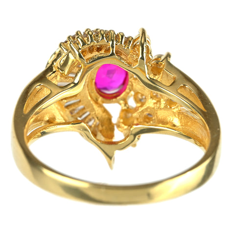 【中古】K18YG ルビーリング R0.55ct D0.52ct 5.4g #13