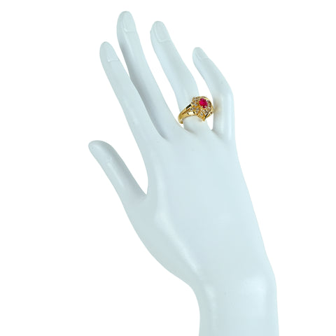 【中古】K18YG ルビーリング R0.55ct D0.52ct 5.4g #13