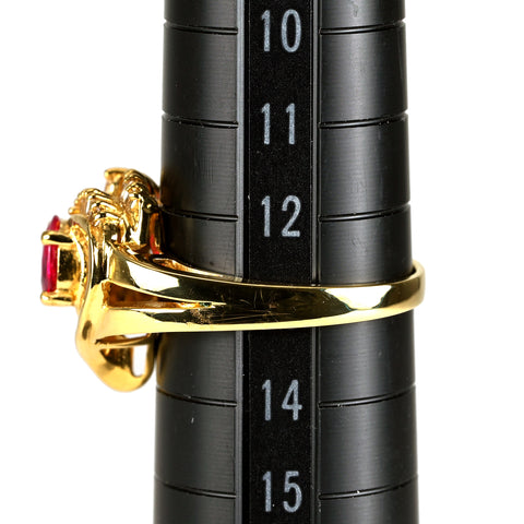 【中古】K18YG ルビーリング R0.55ct D0.52ct 5.4g #13