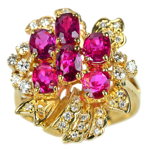 【中古】K18YG RUBY ルビーリング R2.52ct D0.39ct 7.4g #13