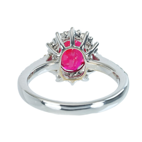 [Pre-owned] 18K White Gold Ruby Ring, Unheated Ruby from Mozambique, R2.02ct, D0.64ct, GRS Certificate Included, 5.1g, 14ct 