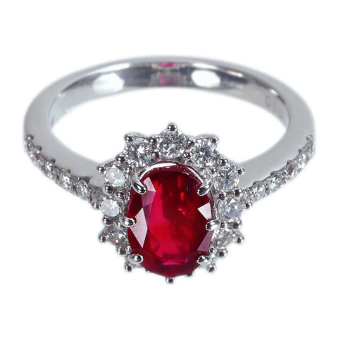 【中古】K18WG RUBYモザンビーク産非加熱ルビーリング R2.02ct D0.64ct GRS鑑別書付き 5.1g 14