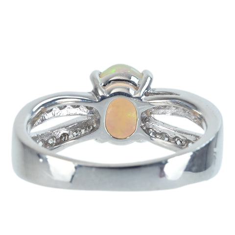 [Used] PT900 White Opal Ring, OP 0.80ct, D 0.30ct, 5.9g, #10 