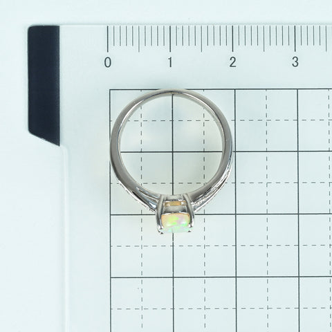 [Used] PT900 White Opal Ring, OP 0.80ct, D 0.30ct, 5.9g, #10 