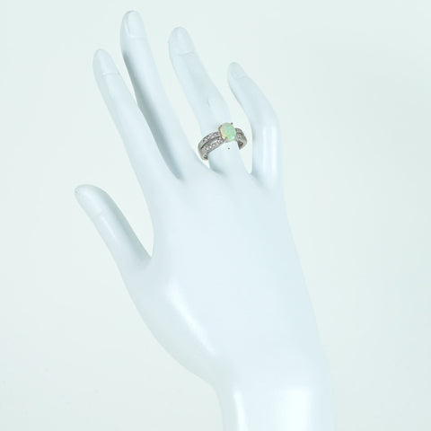 [Used] PT900 White Opal Ring, OP 0.80ct, D 0.30ct, 5.9g, #10 