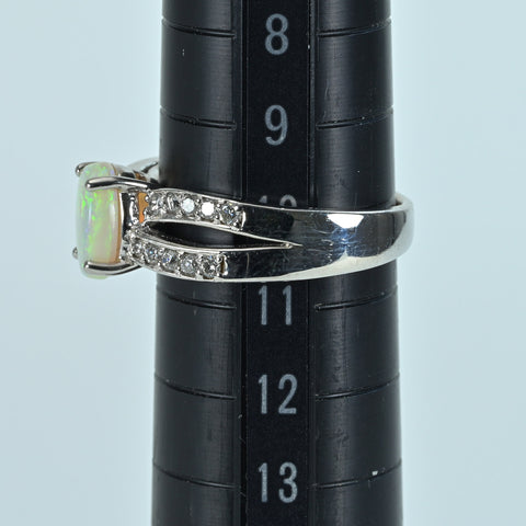 [Used] PT900 White Opal Ring, OP 0.80ct, D 0.30ct, 5.9g, #10 