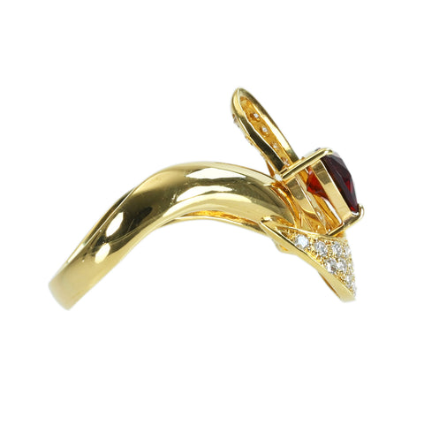 【中古】K18YG GARNETガーネットリング G1.26ct D0.61ct 6.7g #17.5