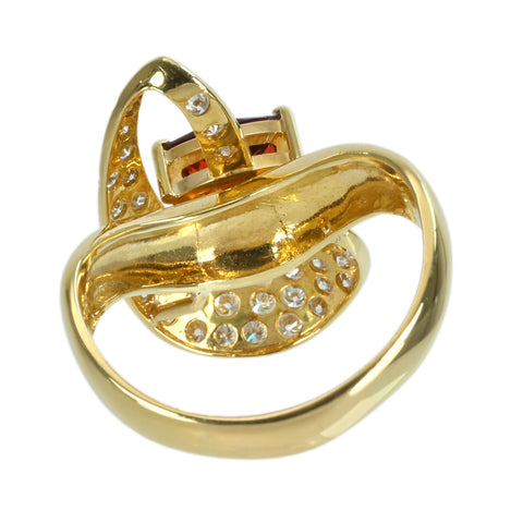 【中古】K18YG GARNETガーネットリング G1.26ct D0.61ct 6.7g #17.5