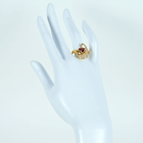 【中古】K18YG GARNETガーネットリング G1.26ct D0.61ct 6.7g #17.5