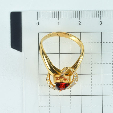 【中古】K18YG GARNETガーネットリング G1.26ct D0.61ct 6.7g #17.5