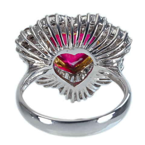【中古】K18WG/YG NO HEAT RUBY RING モザンビーク産 非加熱ルビーリング R3.03ct D1.20ct AIGS Pigeon Blood 鑑別書 8.0g #14.5
