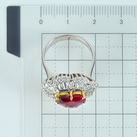 【中古】K18WG/YG NO HEAT RUBY RING モザンビーク産 非加熱ルビーリング R3.03ct D1.20ct AIGS Pigeon Blood 鑑別書 8.0g #14.5