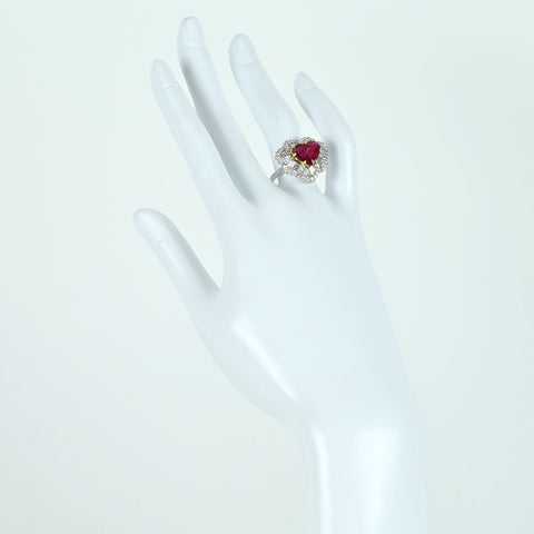 【中古】K18WG/YG NO HEAT RUBY RING モザンビーク産 非加熱ルビーリング R3.03ct D1.20ct AIGS Pigeon Blood 鑑別書 8.0g #14.5