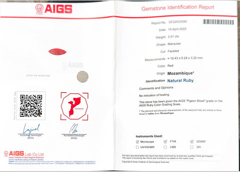 【中古】K18WG/YG RUBYモザンビーク産非加熱ルビーリング R3.01ct D1.02ct AIGSピジョンブラッド 鑑別書 6.1g #14