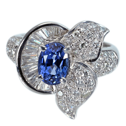 [Used] PT900 SAPPHIRE RING Sapphire Ring S2.57ct D1.51ct 14.3g #15 