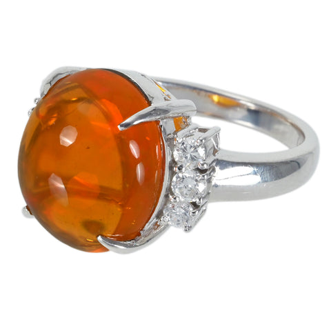 【中古】PT900 MEXICO OPAL RING メキシコオパールリング MO5.71ct D0.31ct 8.2g #10