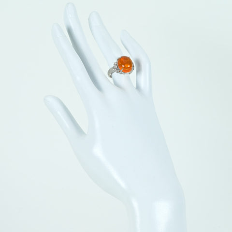 【中古】PT900 MEXICO OPAL RING メキシコオパールリング MO5.71ct D0.31ct 8.2g #10