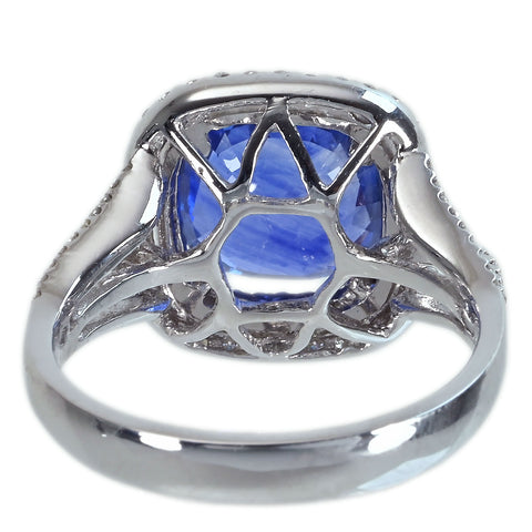 【中古】K18WG SAPPHIREスリランカ産 サファイアリング S3.45ct D0.60ct GRS鑑別書付き 5.7g 14.5