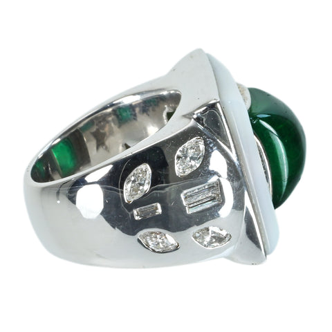 【中古】K18WG EMERALD RING エメラルドリング CGLソーティング付き 19.1g #9.5