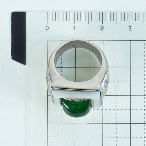 【中古】K18WG EMERALD RING エメラルドリング CGLソーティング付き 19.1g #9.5