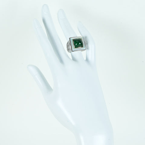 【中古】K18WG EMERALD RING エメラルドリング CGLソーティング付き 19.1g #9.5
