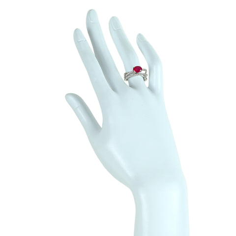 【中古】PT900 RUBY ルビーリング ミャンマー産 R1.41ct D0.29ct  ピジョンブラッド AIGS鑑別書 6.9g #12