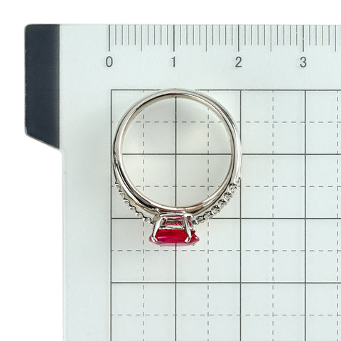 【中古】PT900 RUBY ルビーリング ミャンマー産 R1.41ct D0.29ct  ピジョンブラッド AIGS鑑別書 6.9g #12