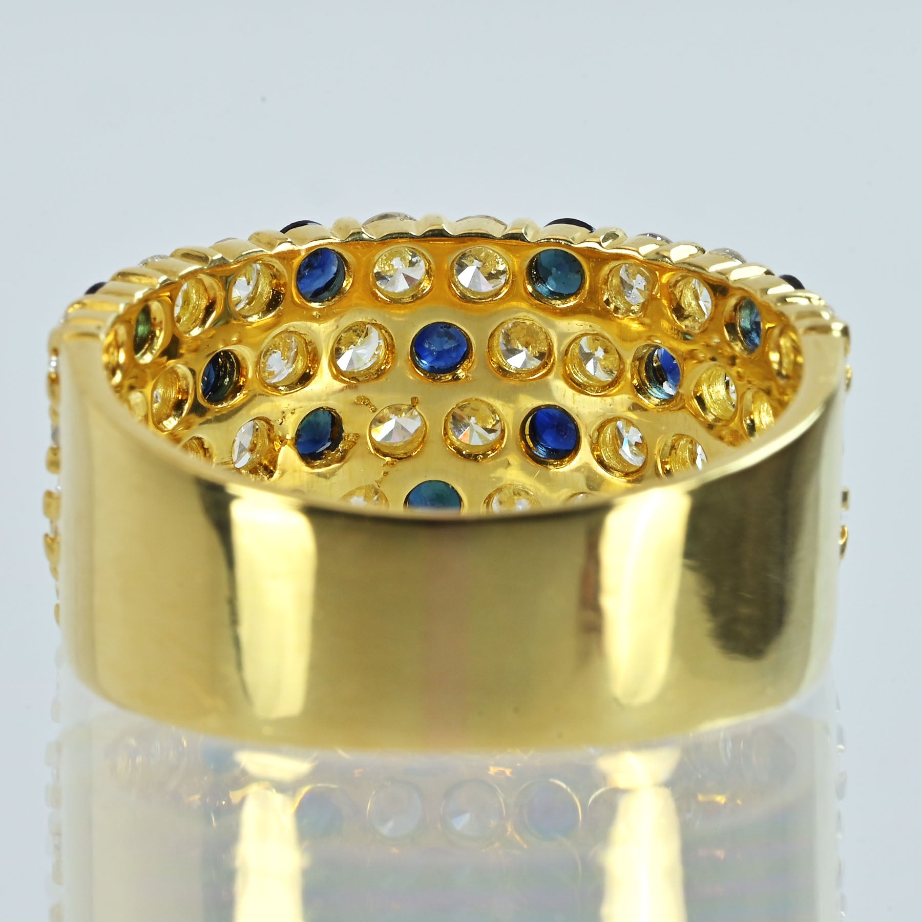 中古】K18YG SAPPHIRE サファイアリング S0.70ct D1.30ct 6.7g #13