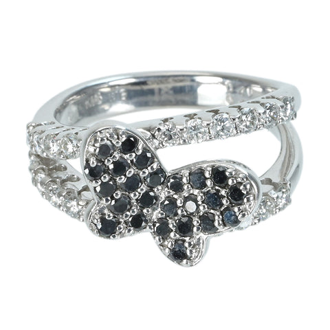 【中古】K18WG DIAMOND ブラック＆カラーレスダイヤモンドピンキーリング BD0.40ct D0.28ct 4.5g #4